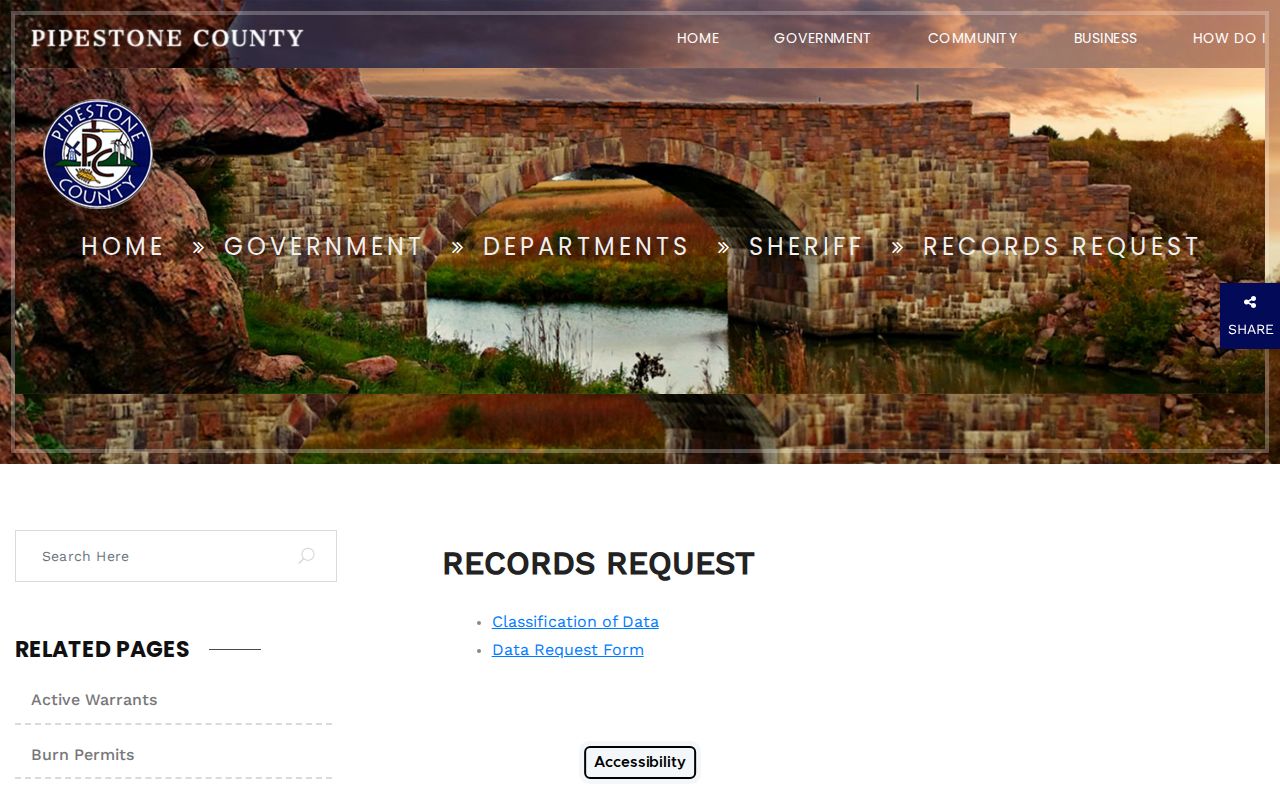 Pipestone County Sheriff records request instructions