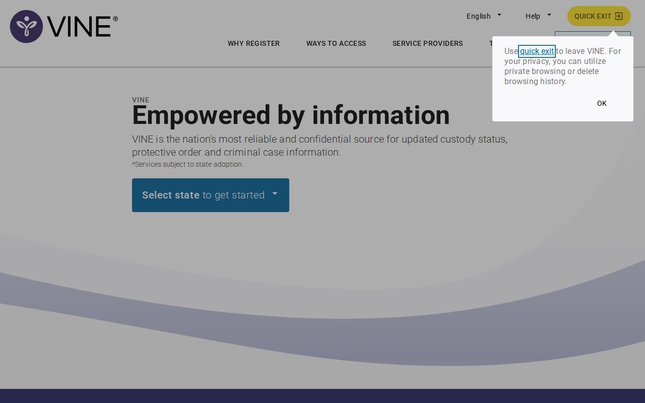 VINELink Minnesota person search and notification portal